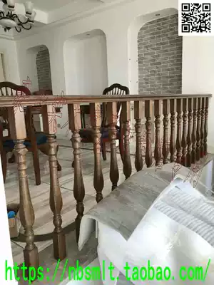 Ningbo solid wood stair handrail column elbow Villa duplex partition window sun platform bay window living room enclosure railing