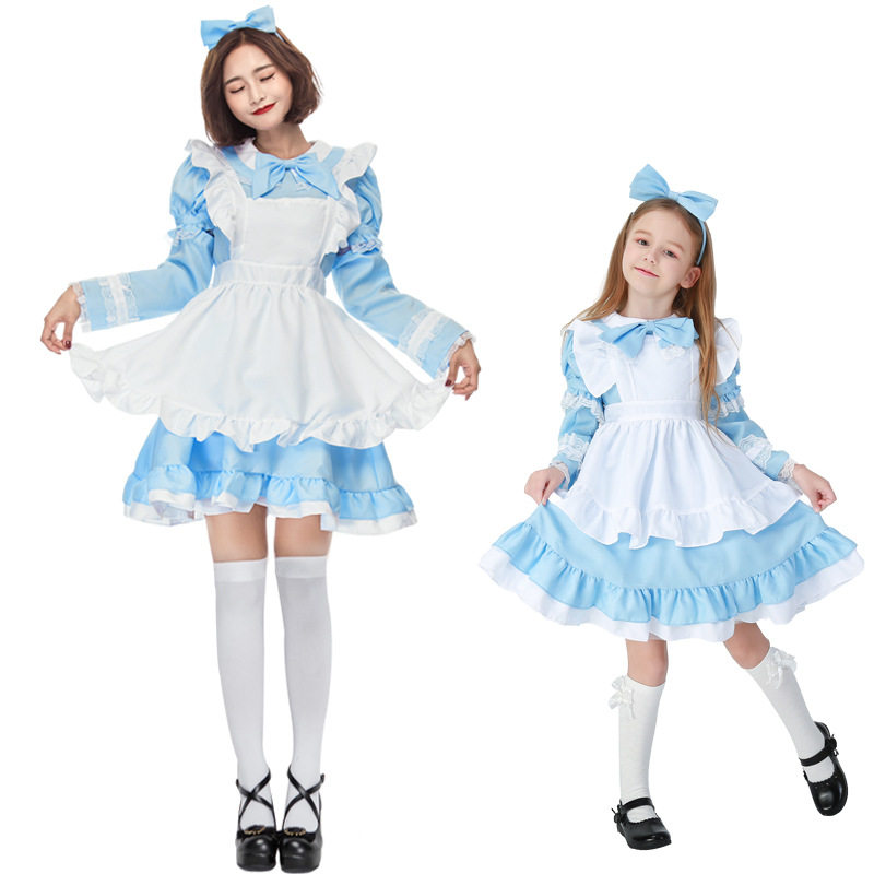 Cute cute girl maid costume Lolita princess dress children adult parent-child performance party dance anime cos clothing
