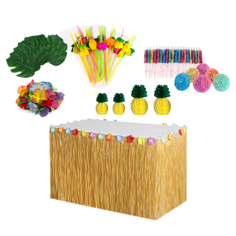 Summer Birthday Party Delivery Outdoor Beach Restaurant Decorated Green Hawaii Table Dress Turtle Back Leaf Straw