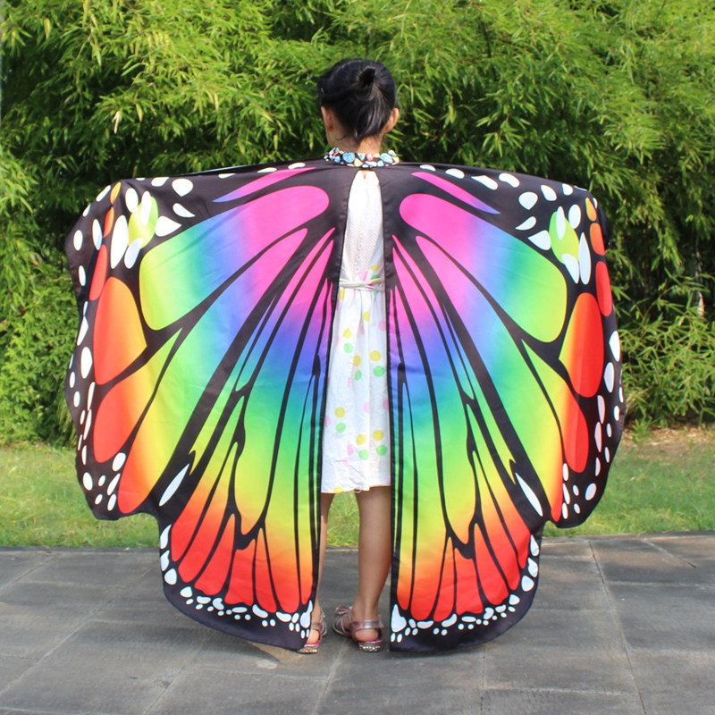 Polyester fiber cloth spinning butterfly children's belly dance performance wings Colorful children's dance performance cloak accessories