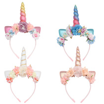 Childrens birthday party Prom headdress Ink painting Chinese style selfie Unicorn simulation flower head hoop Unicorn