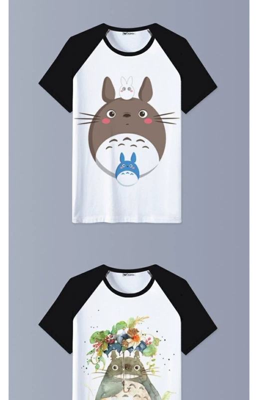 Chinchilla áo thun tay ngắn Phim hoạt hình Miyazaki xung quanh hai nhân dân tệ mùa hè nam và nữ nửa tay áo cổ tròn quần áo