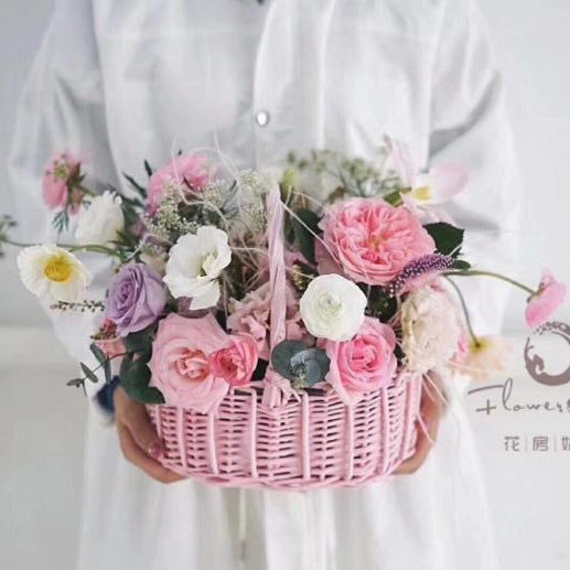 Flower Basket Little Handicrafts Flower Basket Illustrated Dry Flower Basket Desktop Fittings Bamboo Flower Basket