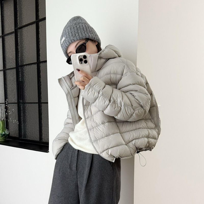95% White Duck down Ribbed Short down Jacket for Women, 2026 Winter New Korean Style Puffer Hooded Thick Warm Coat 95% White Duck down Ribbed Short down Jacket for Women, 2026 Winter New Korean Style Puffer Hooded Thick Warm Coat