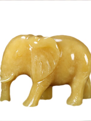 天然黄玉吸水大象办公室客厅玄关装饰工艺品招财摆件开业乔迁送礼