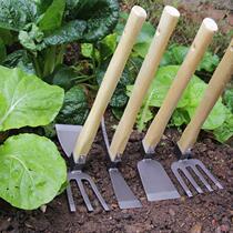 Wooden Handle Small Hoe Head Flower Weeding Razor Planting Vegetable Gardening Agricultural Tools Farmer Dual-Use Excavation Multi-function