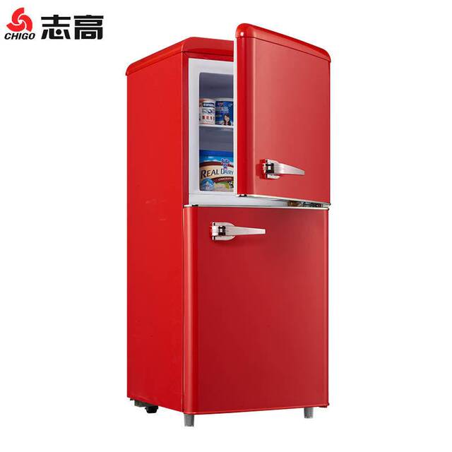 Zhigao 38/118/132 Liter European-Style Retro Trendy Refrigerator, Small-Sized Freezer and Cooler, Double-Door Model for Dormitory and Home Use