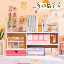 Bookshelf wooden student desk storage rack rental dormitory good things girls desktop room storage artifact