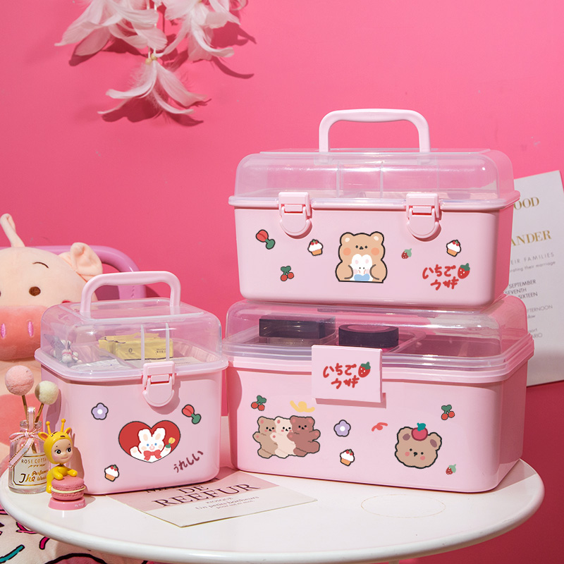 Storage Box Teenage Hearts Ins Cute Quarters Student Debris Storage Box Cosmetic intake Desktop Small number student-Taobao