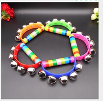 Hand rocking bell instrument semi-circle wooden leather hand rattle rattle infant bell children Orff body pre-school dance