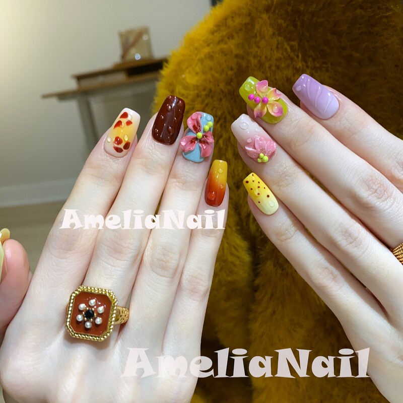 Amelianail Wearable Nails · Tropical Rainforest · Intricate Carved Nail Art 804 Brightening Personality Ins Style Finished Product Amelianail Wearable Nails · Tropical Rainforest · Intricate Carved Nail Art 804 Brightening Personality Ins Style Finished Product