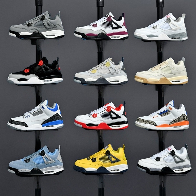 Aj4 Electric Mother White Cement Black Red Thunder Basketball Shoes Summer Casual Sports Shoes Men's 2025 New High-Top Shoes Aj4 Electric Mother White Cement Black Red Thunder Basketball Shoes Summer Casual Sports Shoes Men's 2025 New High-Top Shoes