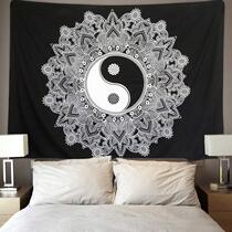 Mandala Taoist black Yin yang Tai Chi hanging cloth ins background cloth Bedroom decorative wall cloth Foreign trade export tapestry