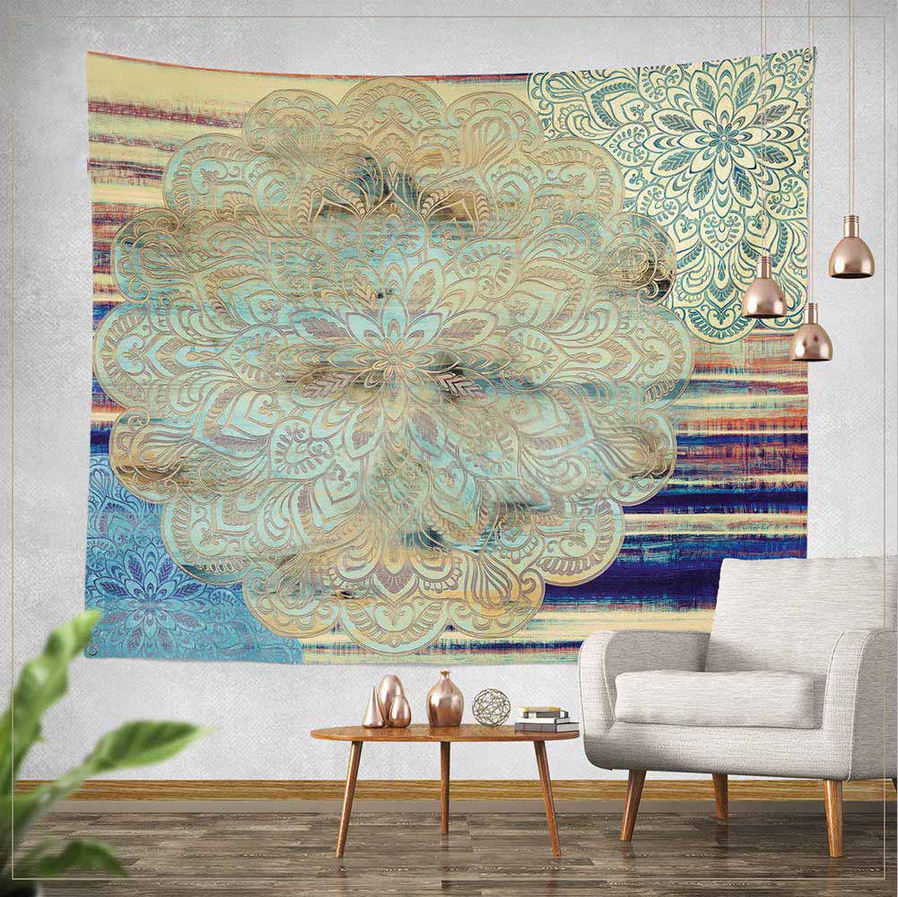 Cây Địa Trung Hải hoa mandala phòng ngủ phòng khách trang trí vải quá khổ in treo vải nền vải lanh tấm thảm 	thảm treo tường dạ quang