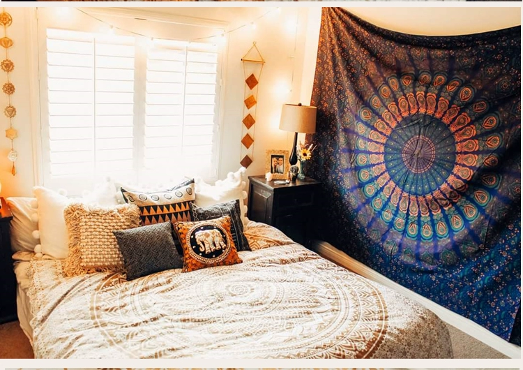 Ấn Độ Mandala Valance bohemian in trang trí phòng ngủ vải nền chụp vải nền tấm thảm tường bao che - Tapestry