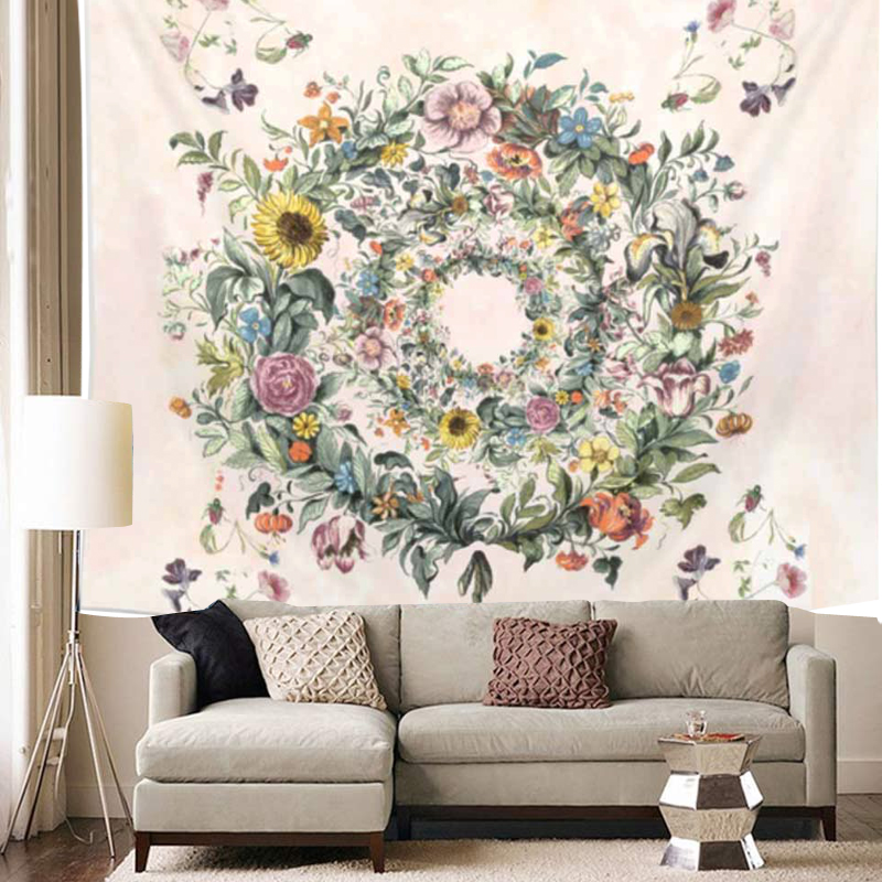 Cây Địa Trung Hải hoa mandala phòng ngủ phòng khách trang trí vải quá khổ in treo vải nền vải lanh tấm thảm 	thảm treo tường dạ quang