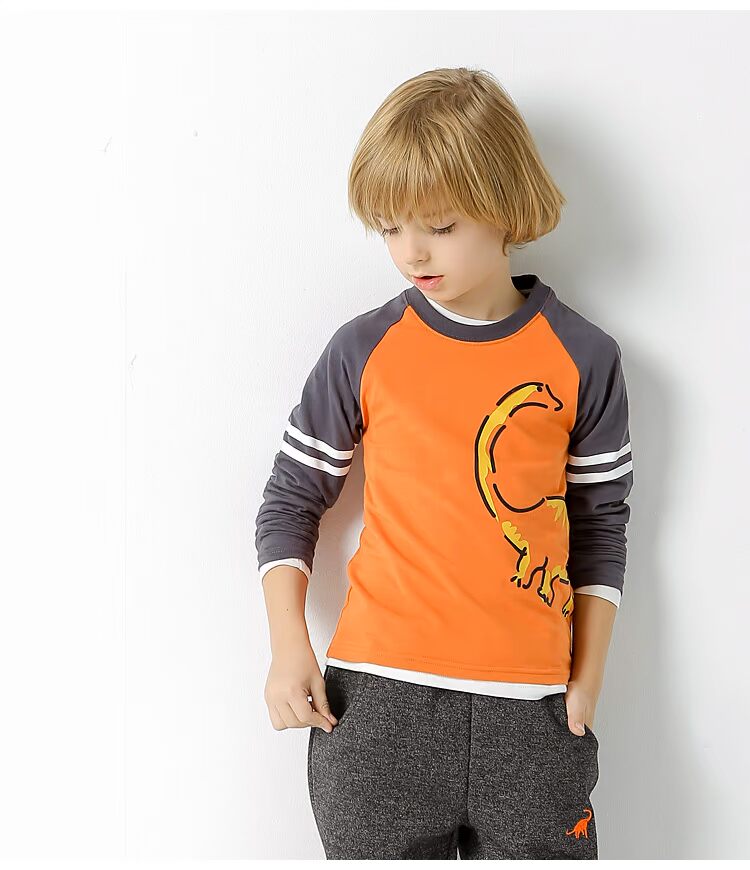 Xiaohu Baoer boy áo thun cotton nguyên chất 2018 xuân hè mới lớn áo sơ mi nữ trẻ em sơ mi dài tay áo sơ mi thủy triều áo thun trẻ em đồng phục