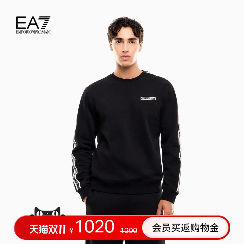 Emporio Armani/Armani Ea7/Autumn and Winter New Men's Round-Neck Sports Fleece Pullover Sweatshirt