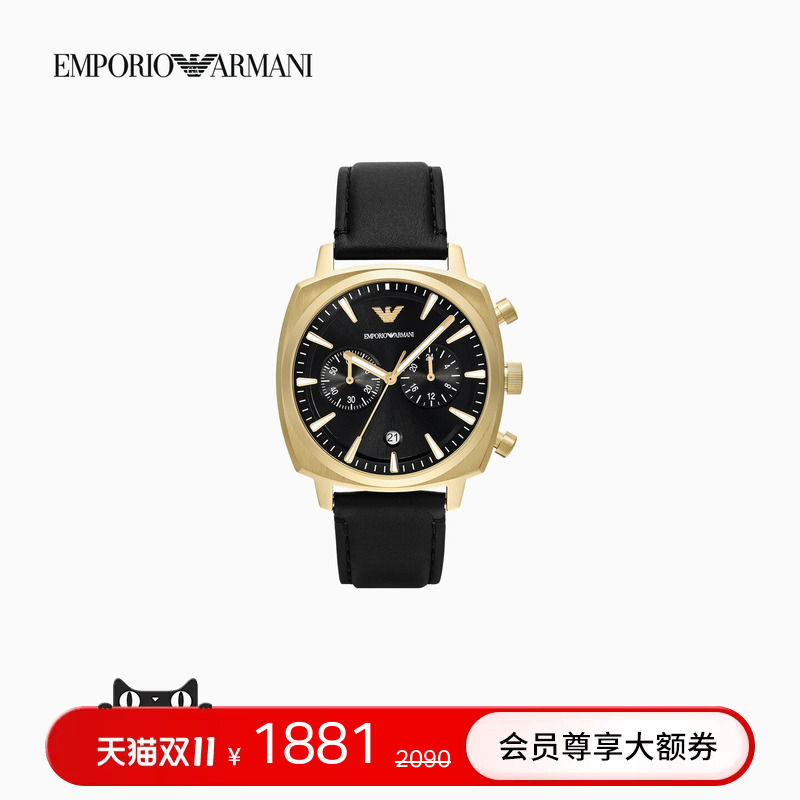 Emporio Armani/Armani Autumn and Winter Men's Luminous Moon Phase Watch with Thin Leather Strap Fashion Quartz Watch Emporio Armani/Armani Autumn and Winter Men's Luminous Moon Phase Watch with Thin Leather Strap Fashion Quartz Watch