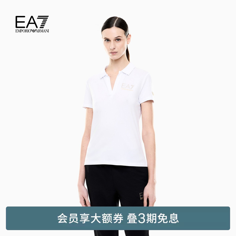 Emporio Armani/Armani Ea7/Spring and Summer New Style Women's Lapel Short-Sleeved Right-Shoulder Sports Style Polo Shirt