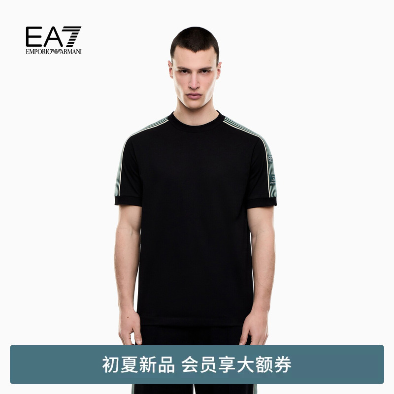 Emporio Armani/Armani Ea7/Summer New Men's Round Neck Short-Sleeved Contrasting Color Casual Sports T-Shirt