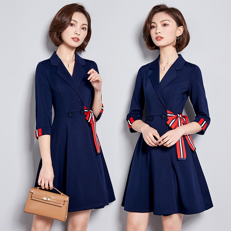 Fuying phụ nữ trang phục chuyên nghiệp mùa xuân và mùa hè salon mới bộ vẻ đẹp workclothes phụ nữ thời trang quầy lễ tân viên đầm đầm