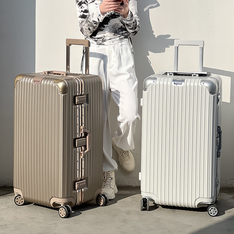 Suitcase women's large-capacity universal wheel trolley box men's aluminum frame travel password box strong and durable thickened leather box