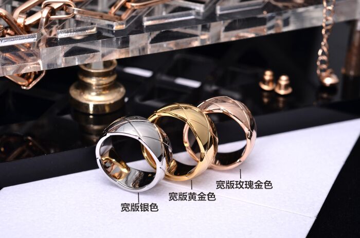 Mẫu bán chạy nhất của Lingge Châu Âu và Mỹ thời trang Hoa hồng bằng vàng titan không phai nhẫn kim cương nữ rộng và hẹp - Nhẫn nhẫn vàng 18k