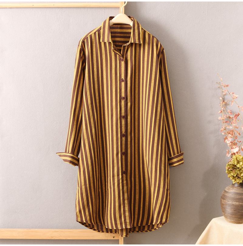 Áo sơ mi nữ 2018 mới mùa thu áo dài sọc nữ dài tay áo họa tiết hoang dã Fan Chunqiu áo khoác cardigan áo sơ mi nữ đẹp