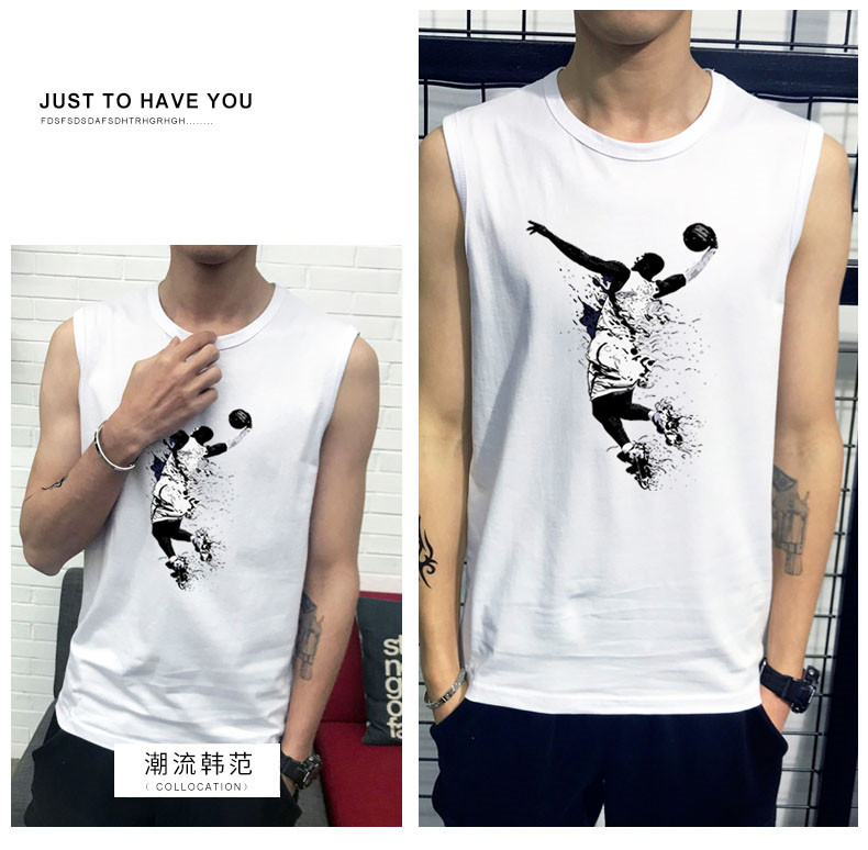 Áo thun cotton nam không tay XL áo dài ngang vai mỏng phần thể thao áo bóng rổ XL rộng vai vest thủy triều các loại áo ba lỗ nam