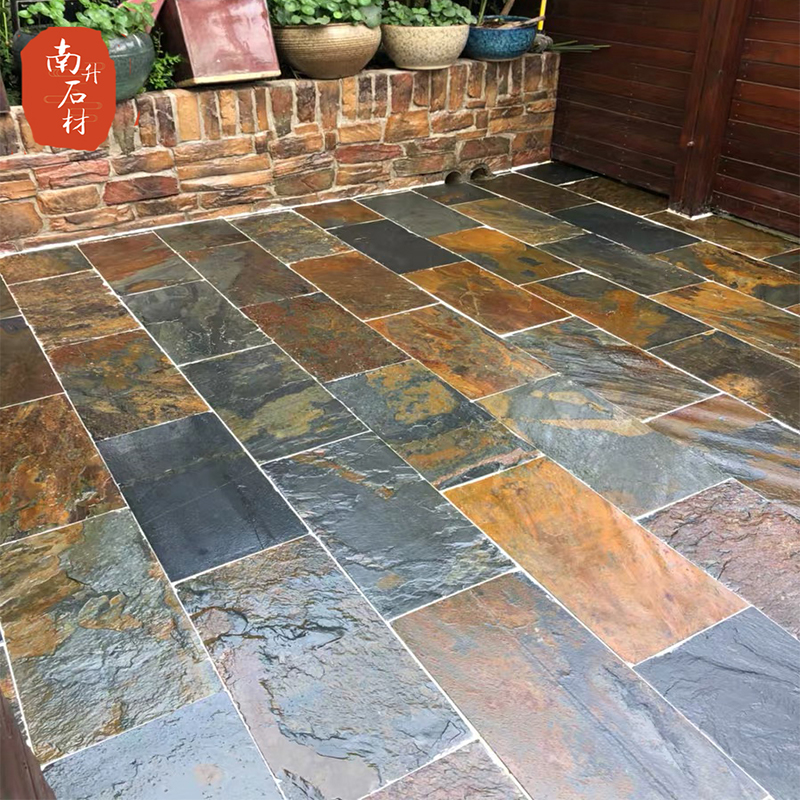 Bluestone slab rusty courtyard garden non-slip floor tile outdoor garden villa terrace square antique paving culture stone