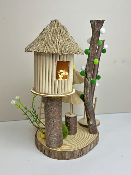 解闷手工桌面装饰摆件益智玩具树屋材料创意diy亲子活动立体拼装