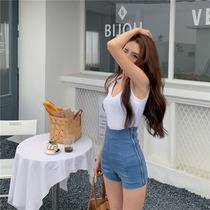 2021 summer high waist all-match hot pants new fashion slim-fit retro side zipper thin stretch jeans womens clothing