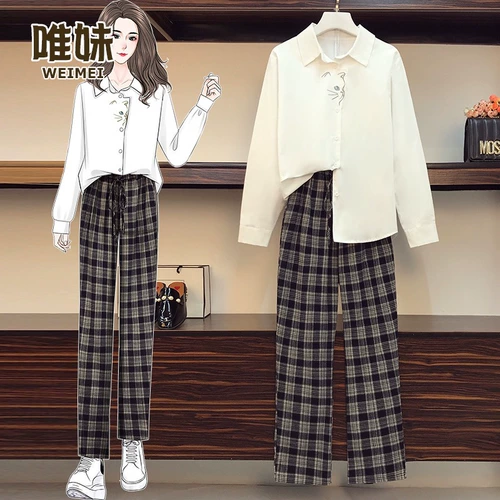 Весенний комплект, рубашка, популярно в интернете, в западном стиле, 2021 года, городской стиль, большой размер