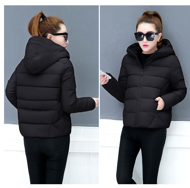 Cotton nhỏ hood Mũ trùm đầu nữ phiên bản ngắn Hàn Quốc 2018 mới nhẹ nhàng xuống bông pad nhíp lông bông hoang áo khoác lông vũ nữ dáng dài