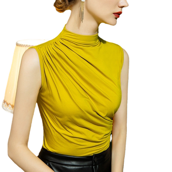2026 spring modal half turtle collar bottoming shirt ເສື້ອທີເຊີດແມ່ຍິງ niche ການອອກແບບ sleeveless stand collar vest ແມ່ຍິງ