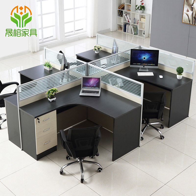 Office furniture combination screen work place staff desk computer desk 4 6 people simple modern staff place