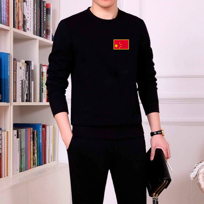 Năm 2020 bộ đồ thể thao nam xu hướng mùa xuân và mùa thu Hàn Quốc áo len giản dị lưới màu đỏ phù hợp với nam giới trẻ đẹp trai - Bộ đồ