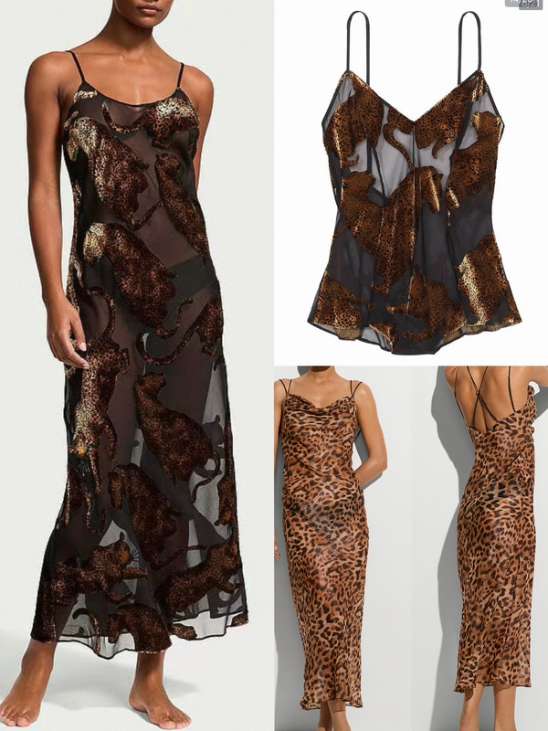 Victoria's Secret New Limited Edition Velvet Leopard Print Nightgown Long Nightdress One-Piece Set with a Sheer Look