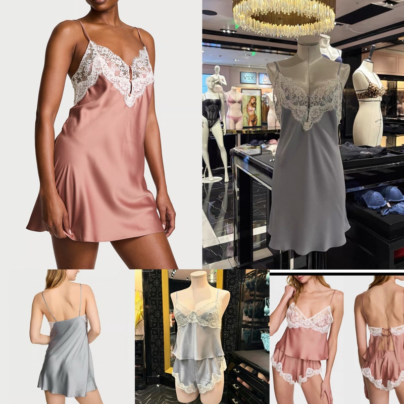 Victoria's Secret New Floral Lace Patchwork Satin Sexy Nightgown Suspender Shorts Set Pajamas Victoria's Secret New Floral Lace Patchwork Satin Sexy Nightgown Suspender Shorts Set Pajamas