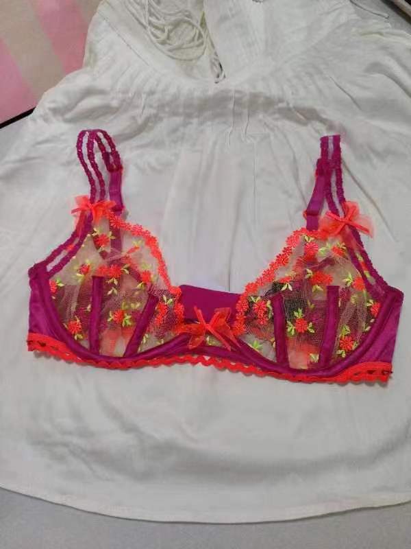 Victoria's Secret Love and Lemon Rose Pink Embroidered Floral Ultra-Thin Lingerie Non-Returnable