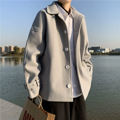 Трендовое шерстяное пальто, мужская куртка для отдыха, в корейском стиле, оверсайз, изысканный стиль
