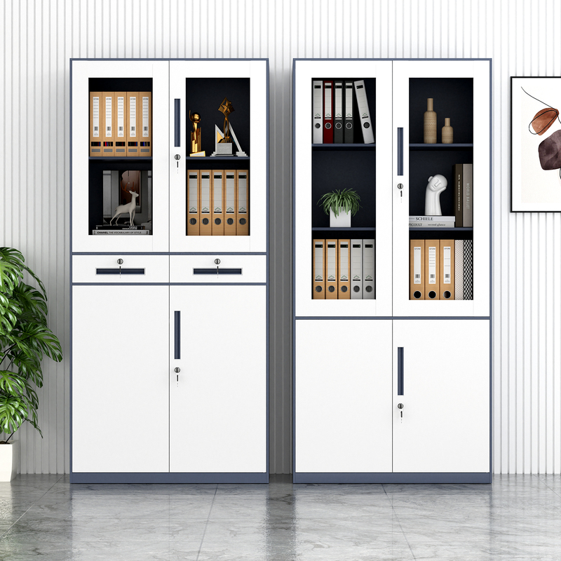 Thickened Steel Gray-White Pure White File Cabinet Office Financial Document Storage Cabinet with Lock Home Storage Bookcase