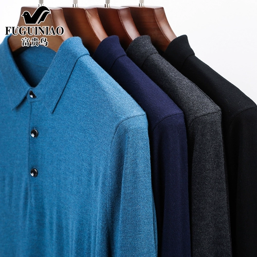 Демисезонная футболка, лонгслив для отдыха, мужской шерстяной приятный телу свитер, для мужчины среднего возраста