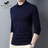 Демисезонная футболка, лонгслив для отдыха, мужской шерстяной базовый приятный телу свитер, для мужчины среднего возраста