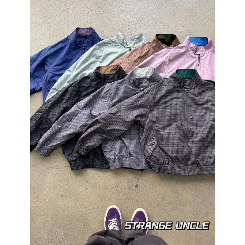 Strangeuncle Men's and Women's Harrington Retro Jacket, Mountain-Style Outdoor Color-Blocking Reversible Stand-Collar Jacket