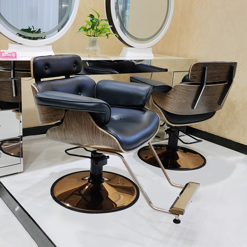 Hairdressing shop hair salon net red chair hair salon hair cutting beauty chair swivel can be lifted makeup shop black backrest beauty foot chair