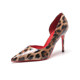 European station enchanting high-heeled shoes female stiletto sexy leopard nightclub girl side empty pointed red sole shoes 9cm autumn