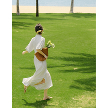 Beautiful Emperor Elegant Large Skirt French Vintage Short Sleeve Long White High Waist Dress