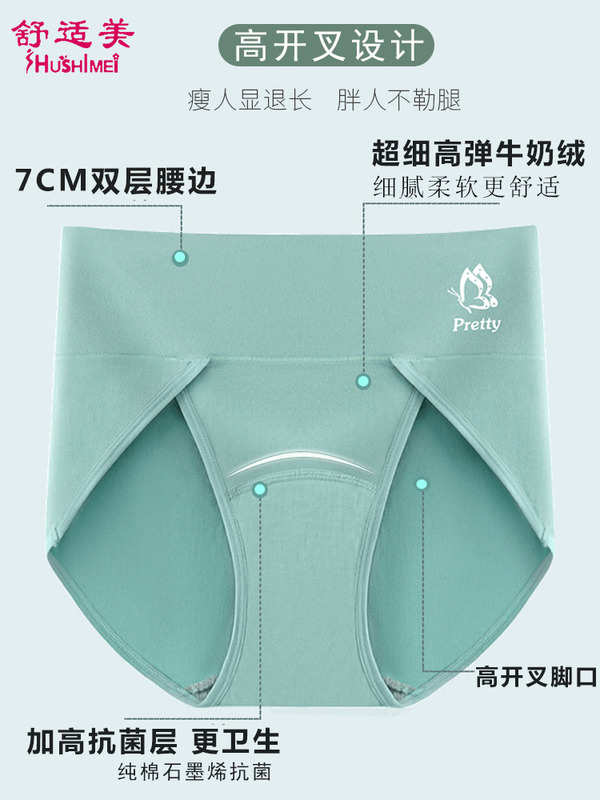 Women's Plus-Size Underwear for Fat Women, High-Waisted, Antibacterial, Seamless, Tummy Control Briefs, New Style